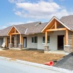 Row houses in construction in a suburban housing development