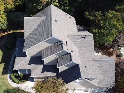 Aerial view of a residential roof